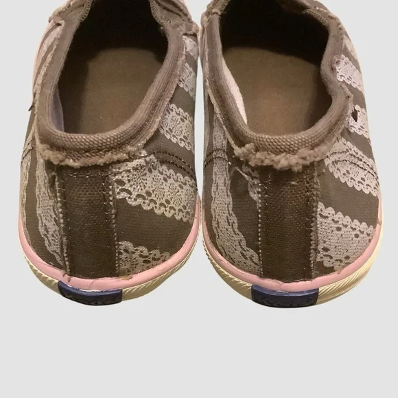 Keds Brown and Pink Flats with Striped Lace Print Design/ Size 6.5 - Picture 9 of 13